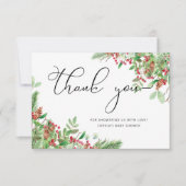クリスマスの赤ちゃんシャワー サンキューカード (正面)