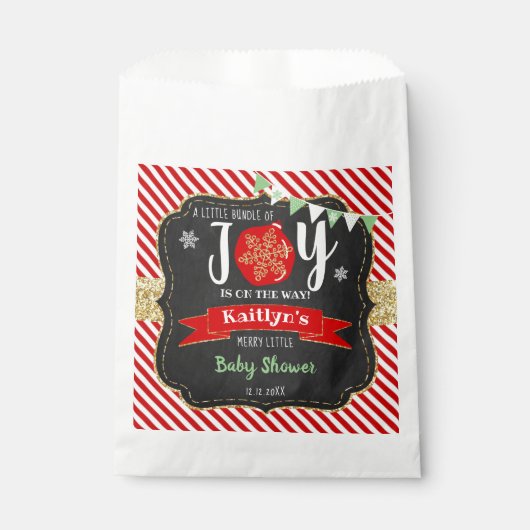 クリスマスの赤ちゃんシャワー「喜びの小さな束」 フェイバーバッグ (正面)