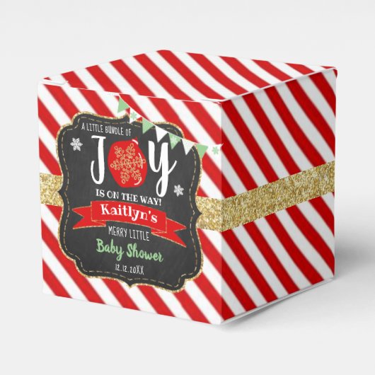 クリスマスの赤ちゃんシャワー「喜びの小さな束」 フェイバーボックス (正面サイド)