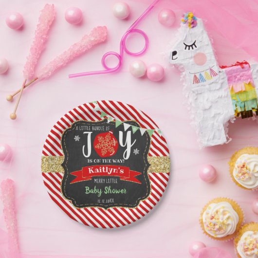 クリスマスの赤ちゃんシャワー「喜びの小さな束」 ペーパープレート (パーティー)