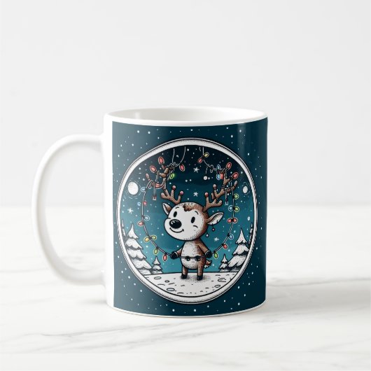 クリスマスの赤ちゃんトナカイ コーヒーマグカップ (左)