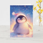 クリスマスの赤ちゃんペンギン カード (黄色い花)