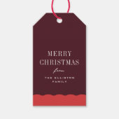 クリスマスの赤とワインレッドの名入れ ギフトタグ (正面)
