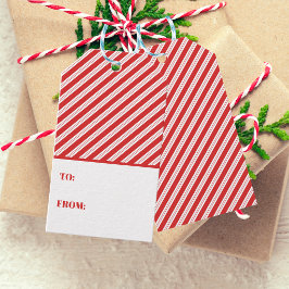 クリスマスの赤と白のキャンディケーン ストライプ ギフトタグ