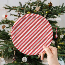 クリスマスの赤と白のキャンディケーン ストライプ ペーパープレート
