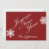 クリスマスの赤と白の雪片の写真カード シーズンカード (裏面)