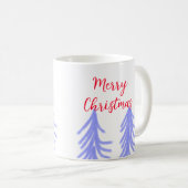 クリスマスの赤と紫の淡い色合いの松の木 水彩 コーヒーマグカップ (正面右)