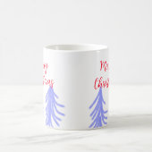 クリスマスの赤と紫の淡い色合いの松の木 水彩 コーヒーマグカップ (中央)
