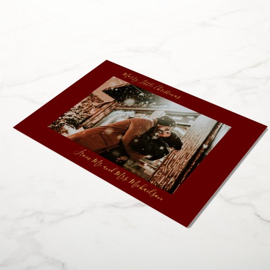 クリスマスの赤と結婚する 箔シーズンカード (回転した状態)