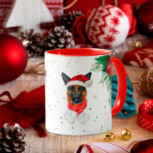 クリスマスの赤と緑のかわいいジャーマンシェパードの飼い主
