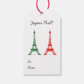クリスマスの赤と緑のエッフェル塔 ギフトタグ (正面)