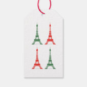 クリスマスの赤と緑のエッフェル塔 ギフトタグ (裏面)
