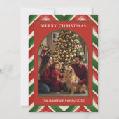 クリスマスの赤と緑のジグザグアーチ写真 シーズンカード (正面)