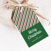 クリスマスの赤と緑のストライプ ギフトタグ