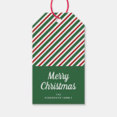 クリスマスの赤と緑のストライプ ギフトタグ (正面)