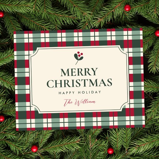 クリスマスの赤と緑のチェック タータン  カード