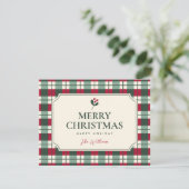 クリスマスの赤と緑のチェック タータン  カード (スタンド正面)