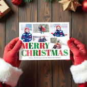 クリスマスの赤と緑のフォトコラージュ シーズンポストカード