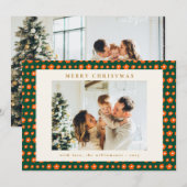 クリスマスの赤と緑のボヘミアン フラワー 2枚の写真 シーズンカード (正面/裏面)