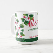 クリスマスの赤と緑の水彩リース コーヒーマグカップ (正面左)