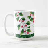 クリスマスの赤と緑の水彩リース コーヒーマグカップ (左)