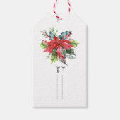 クリスマスの赤と緑の花 ギフトタグ (正面)