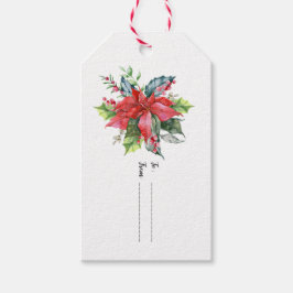 クリスマスの赤と緑の花 ギフトタグ