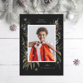 クリスマスの赤と緑の葉の写真 シーズンカード