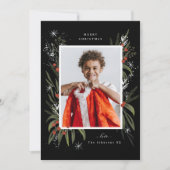 クリスマスの赤と緑の葉の写真 シーズンカード (正面)