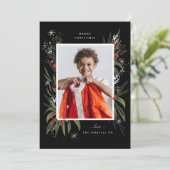 クリスマスの赤と緑の葉の写真 シーズンカード (スタンド正面)