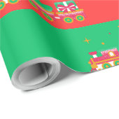 クリスマスの赤と緑の電車 サンタ ラッピングペーパー (ロールコーナー)