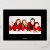 クリスマスの赤と緑のJOY文字イラスト写真 箔シーズンカード (裏面)