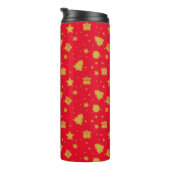 クリスマスの赤と金ゴールドの休日パターン タンブラー (回転右)