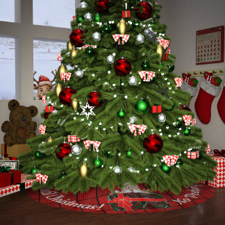 クリスマスの赤と黒の正方形までピークなし ブラッシュドポリエステルツリースカート