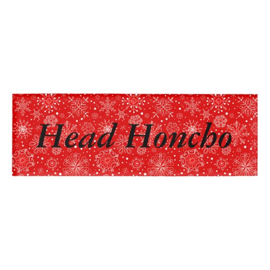 クリスマスの赤の白い雪片 名札 (正面)