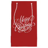 クリスマスの赤の空想の原稿のギフトバッグ スモールペーパーバッグ (正面)