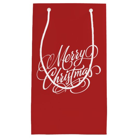 クリスマスの赤の空想の原稿のギフトバッグ スモールペーパーバッグ (正面)