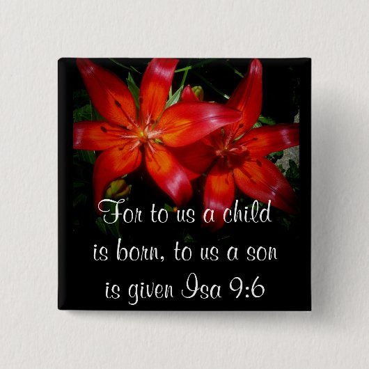 クリスマスの赤の花 缶バッジ (正面)