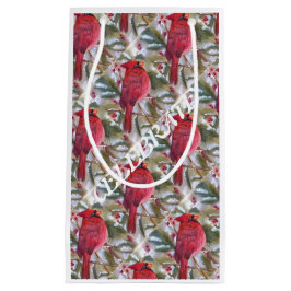 クリスマスの赤の（鳥）ショウジョウコウカンチョウ スモールペーパーバッグ