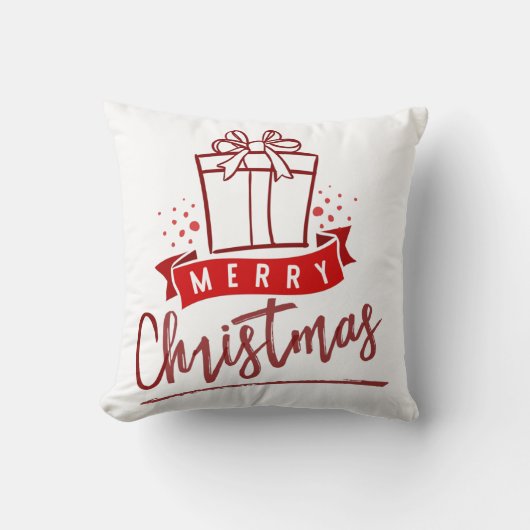クリスマスの赤ワインギフトタイポグラフィ クッション (正面)