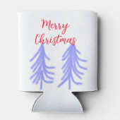 クリスマスの赤紫のパステルカラーのモミの木 水彩 缶クーラー (裏面)