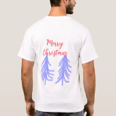 クリスマスの赤紫の淡い色合いの松の木 水彩 Tシャツ (裏面)