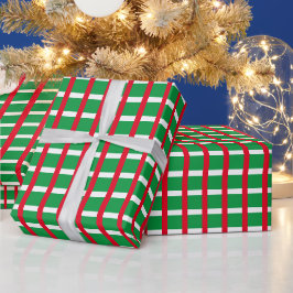 クリスマスの赤緑白の市松模様のチェック柄 ラッピングペーパー