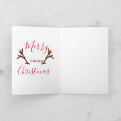 クリスマスの赤茶トナカイの角の休日テ カード (内部)