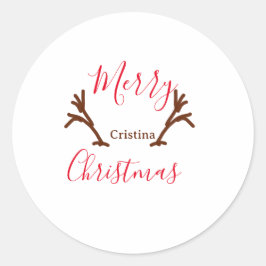 クリスマスの赤茶トナカイの角の休日テ ラウンドシール