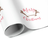 クリスマスの赤茶トナカイの角の休日テ ラッピングペーパー (ロールコーナー)