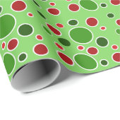クリスマスの赤、緑、白の水玉模様 ラッピングペーパー (ロールコーナー)