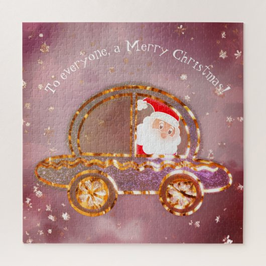 クリスマスの車の中のサンタクロース ジグソーパズル (縦)