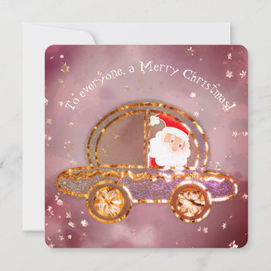 クリスマスの車の中のサンタクロース 招待状 (正面)