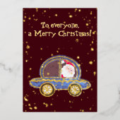 クリスマスの車の中のサンタクロース 箔シーズンカード (正面)